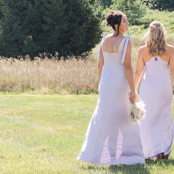 Matte satin dusty lilac bridesmaid dress - Picture 4 of 5